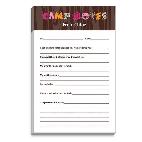 Pink and Orange Animal Fill In Camp Notepads
